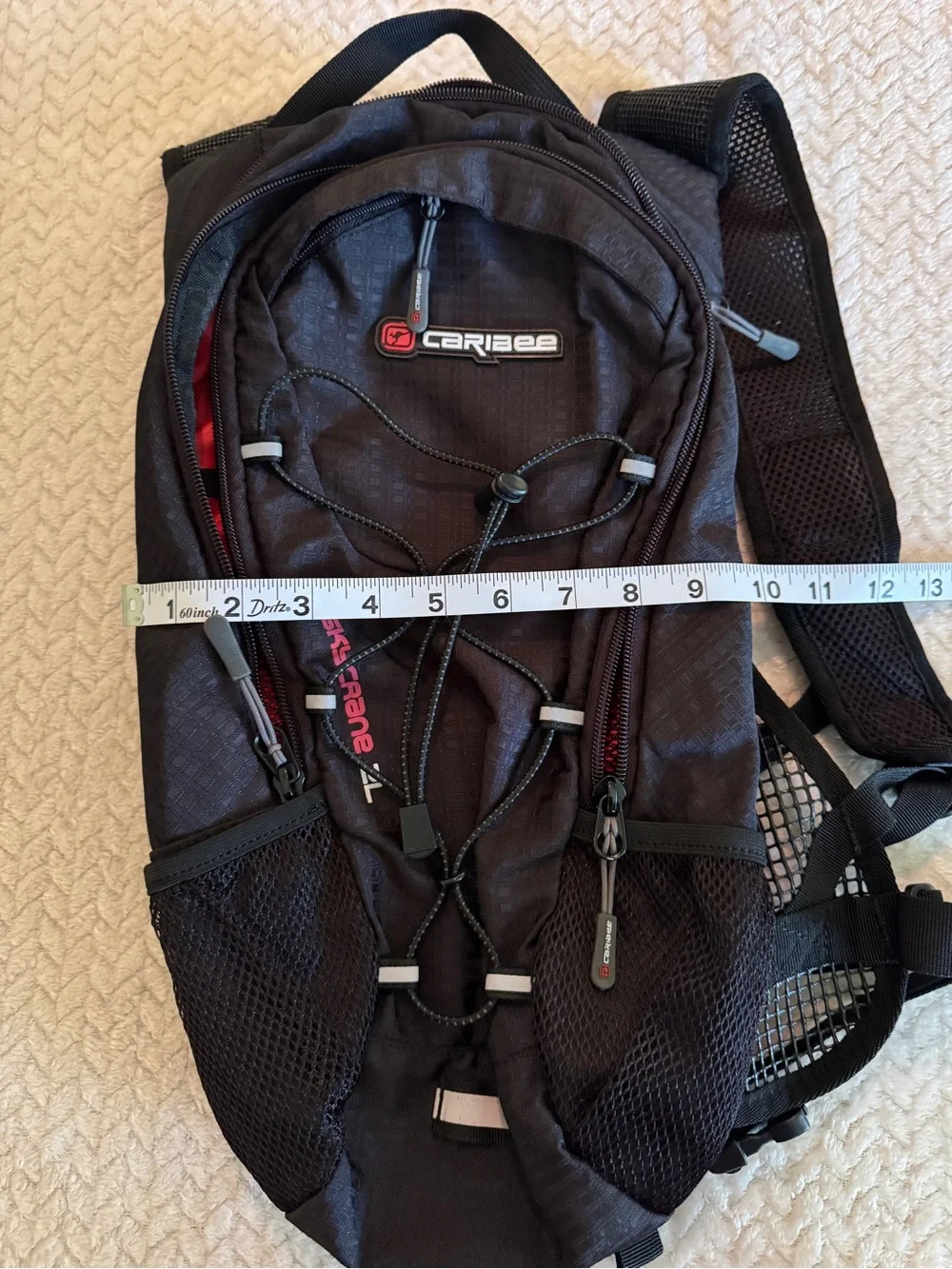 Caribee Skycrane 2L Hiking Daypack Hydration Compatible Black/Red